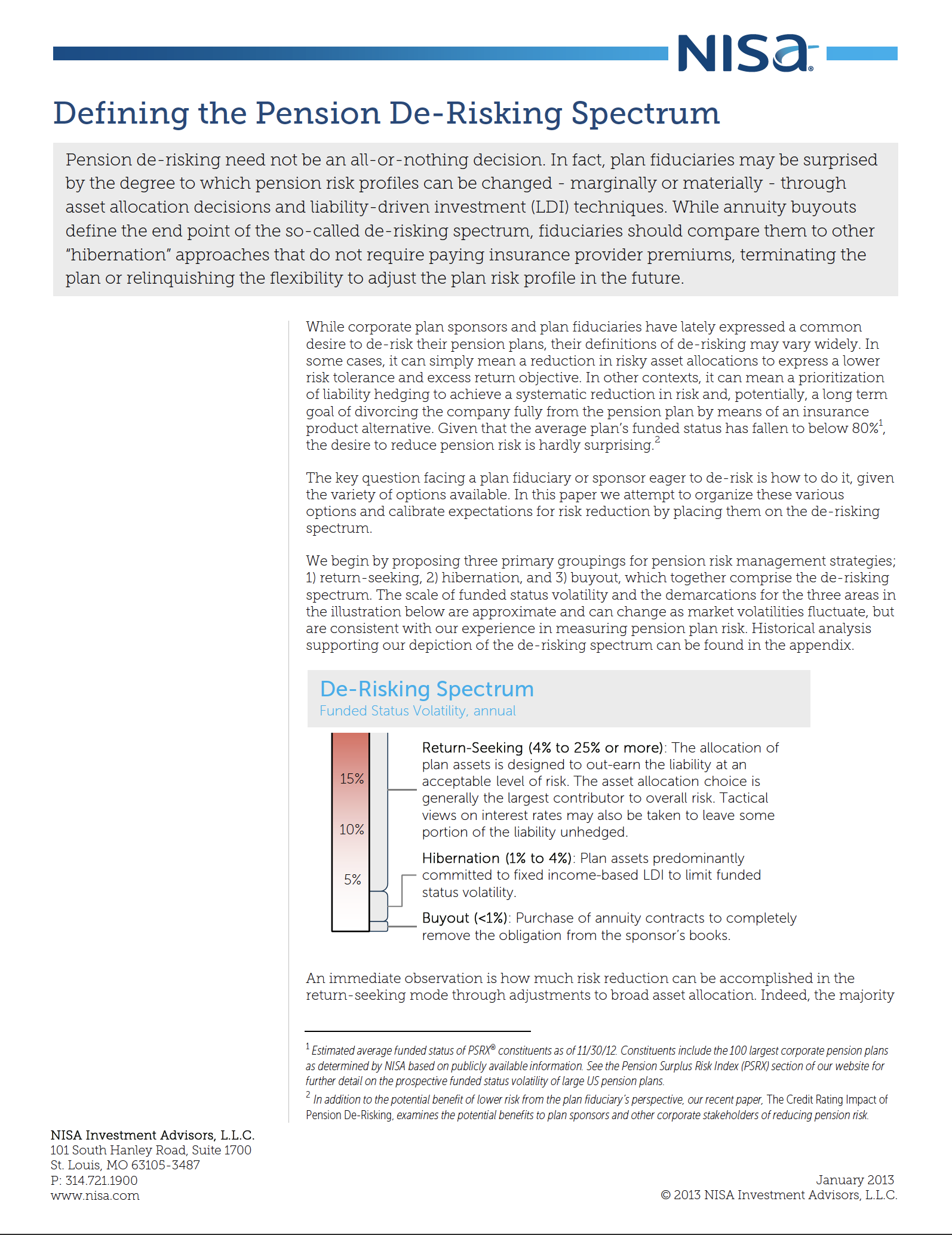 NISA Defining the De Risking Spectrum