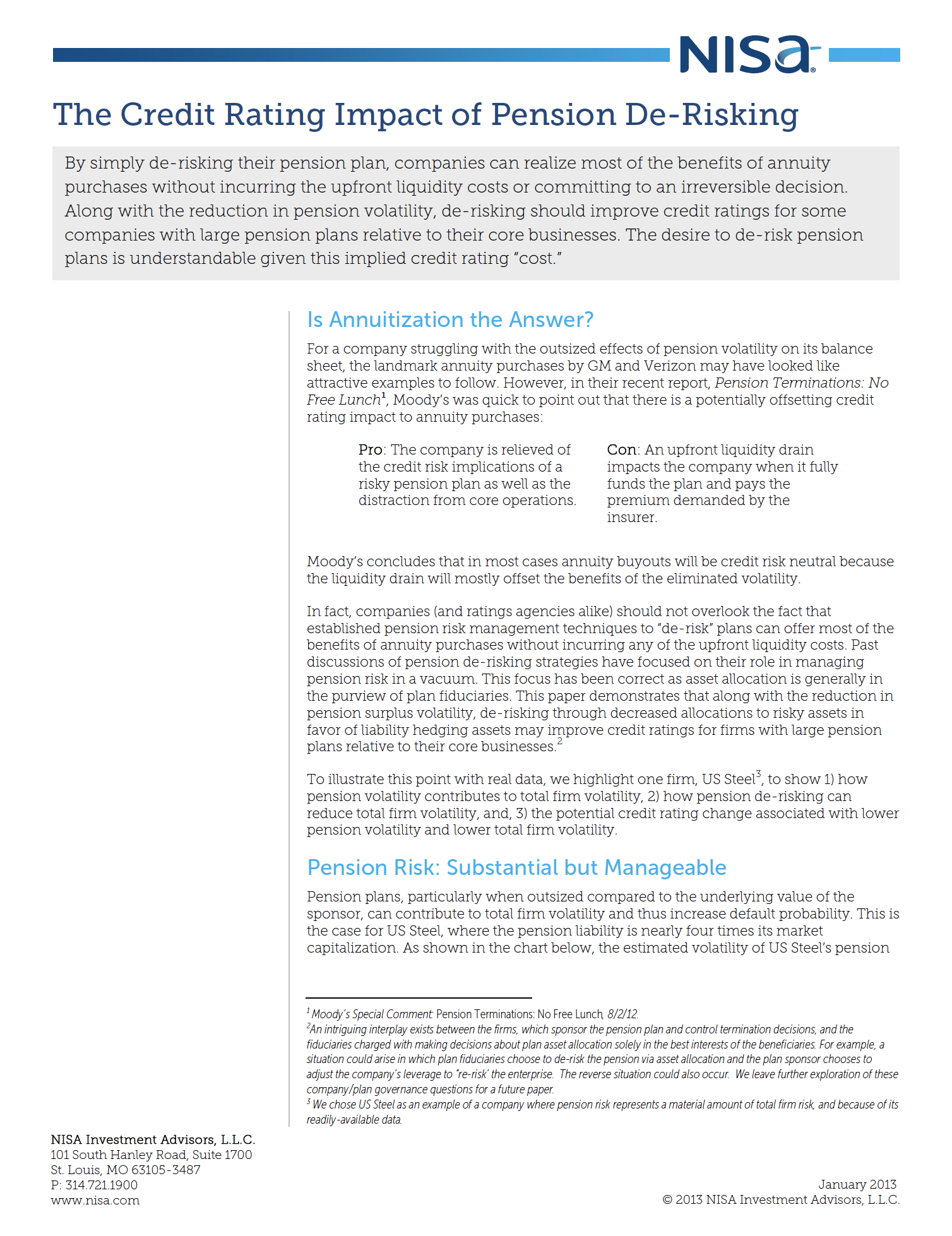 NISA The Credit Rating Impact of Pension De Risking