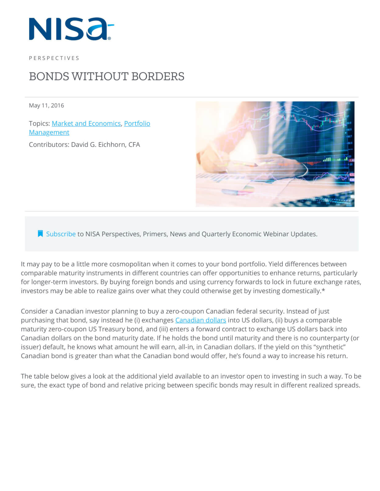 Bonds Without Borders NISA Investment Advisors, LLC