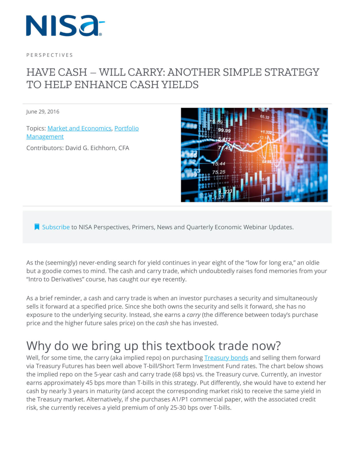 Have Cash – Will Carry Another Simple Strategy to Help Enhance Cash Yields NISA Investment Advisors, LLC