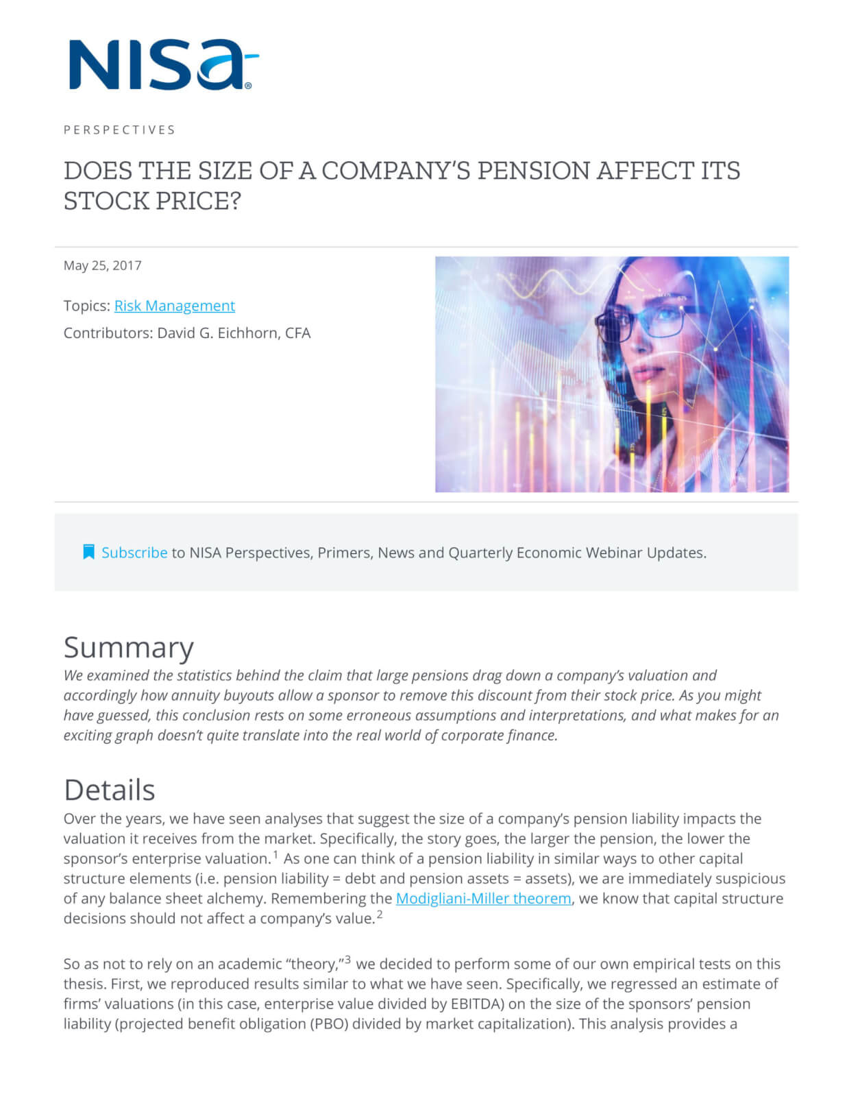Does the Size of a Company’s Pension Affect its Stock Price NISA Investment Advisors, LLC