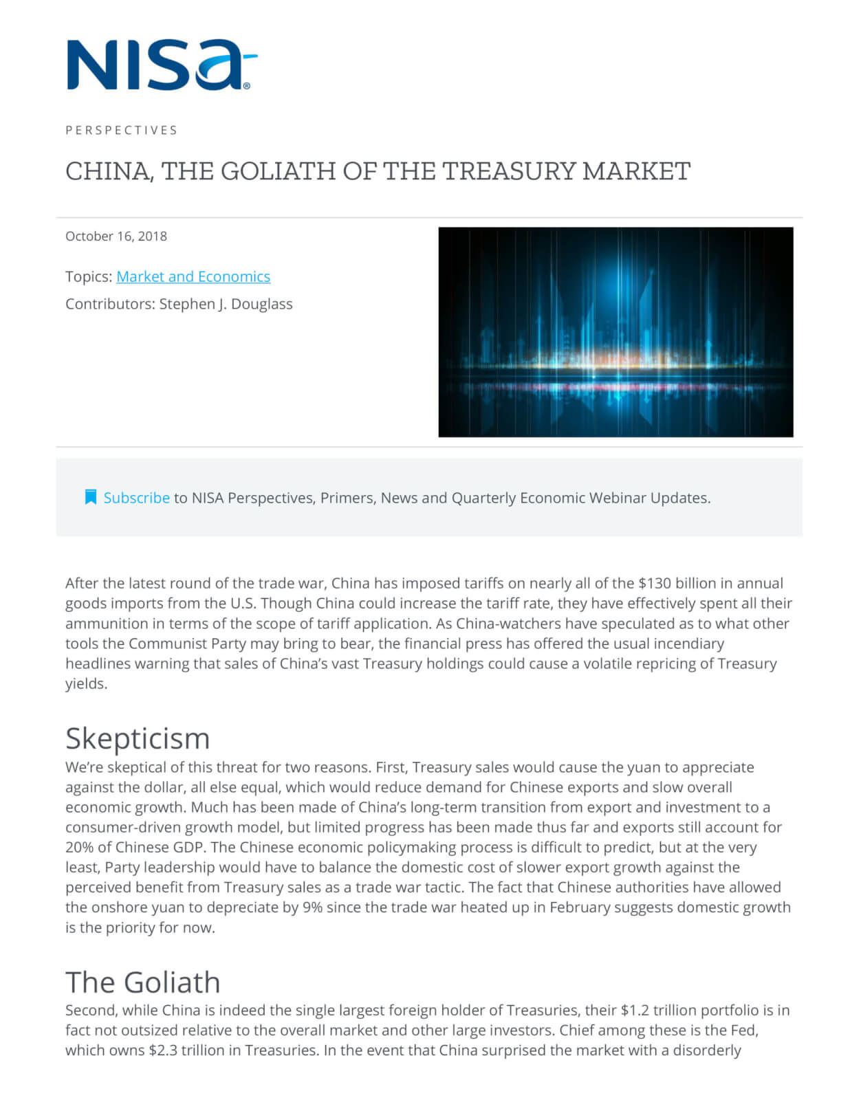 China, the Goliath of the Treasury Market NISA Investment Advisors, LLC