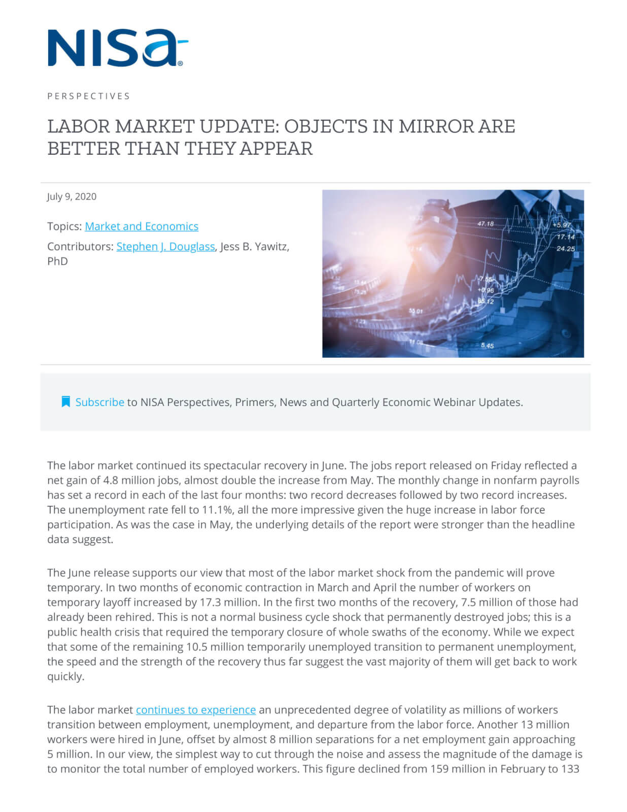 Labor Market Update Objects in Mirror are Better than They Appear NISA Investment Advisors, LLC