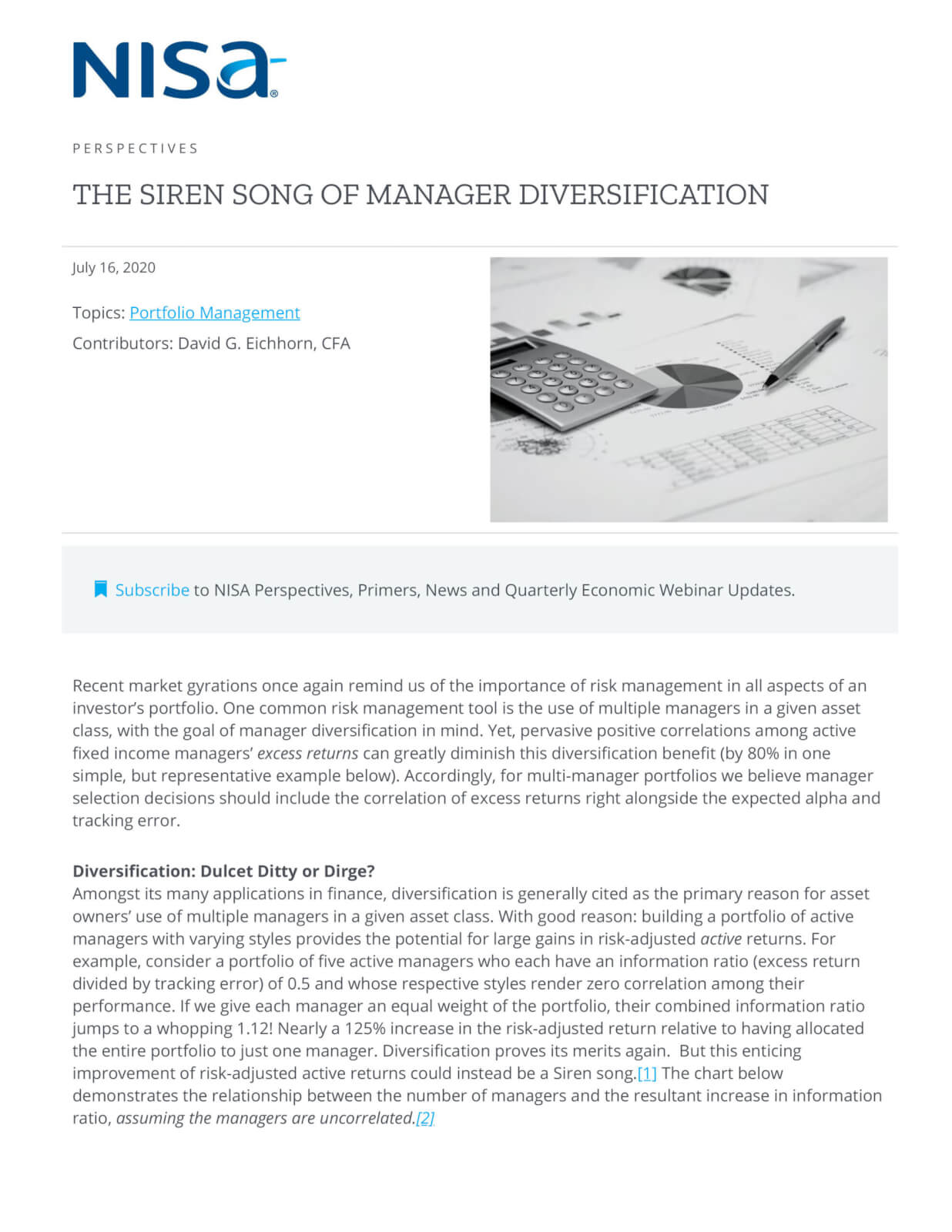 The Siren Song of Manager Diversification | NISA