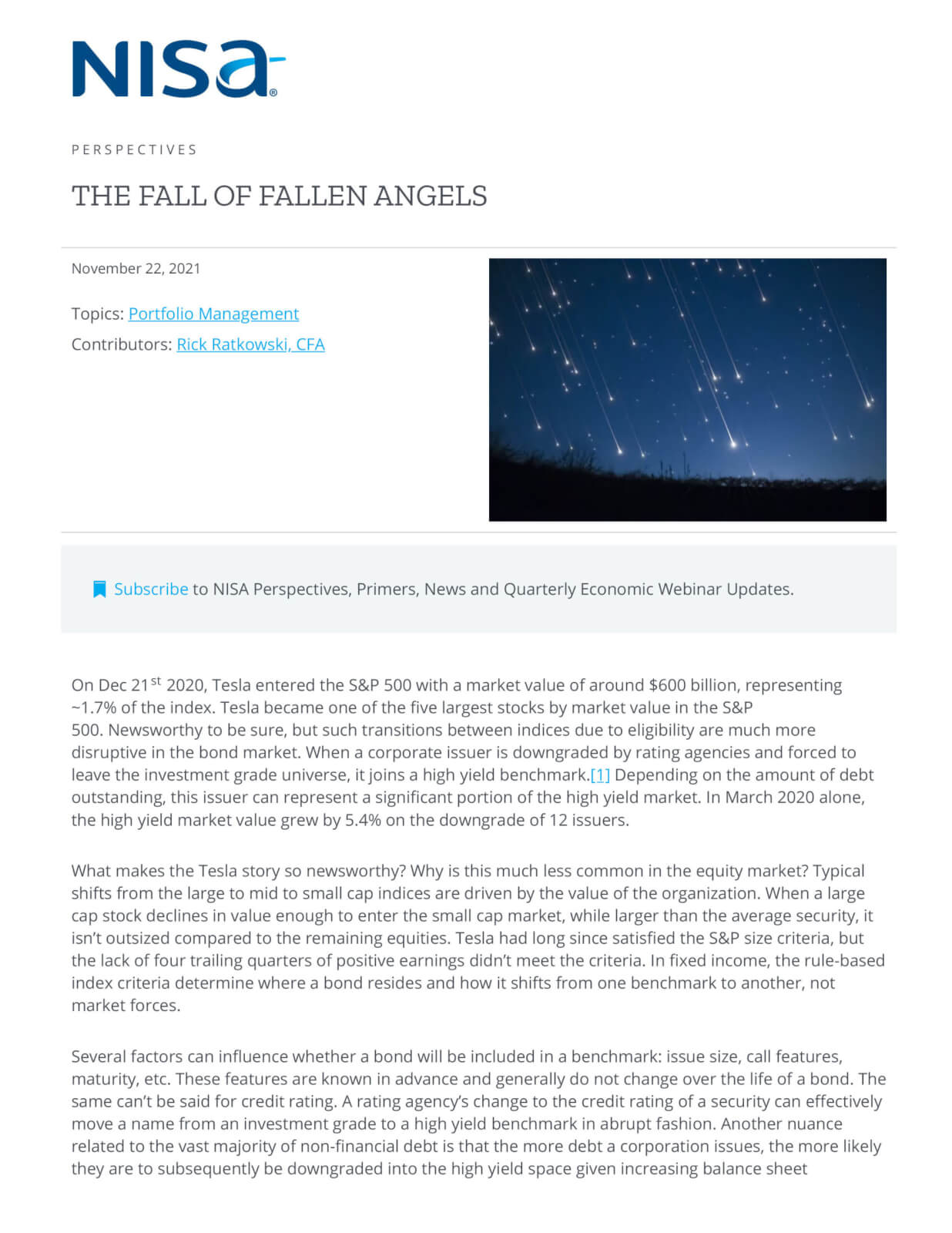 The Fall of Fallen Angels | NISA Investment Advisors, LLC.