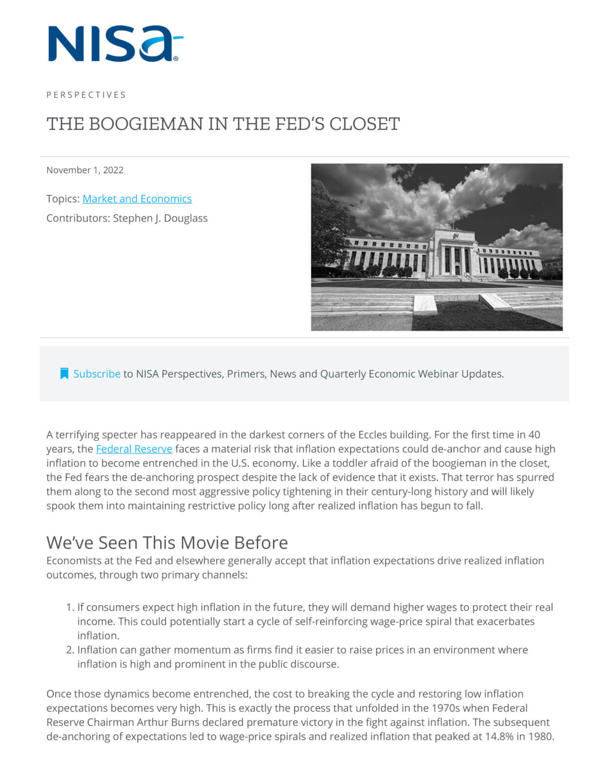 The Boogieman in the Fed's Closet | NISA