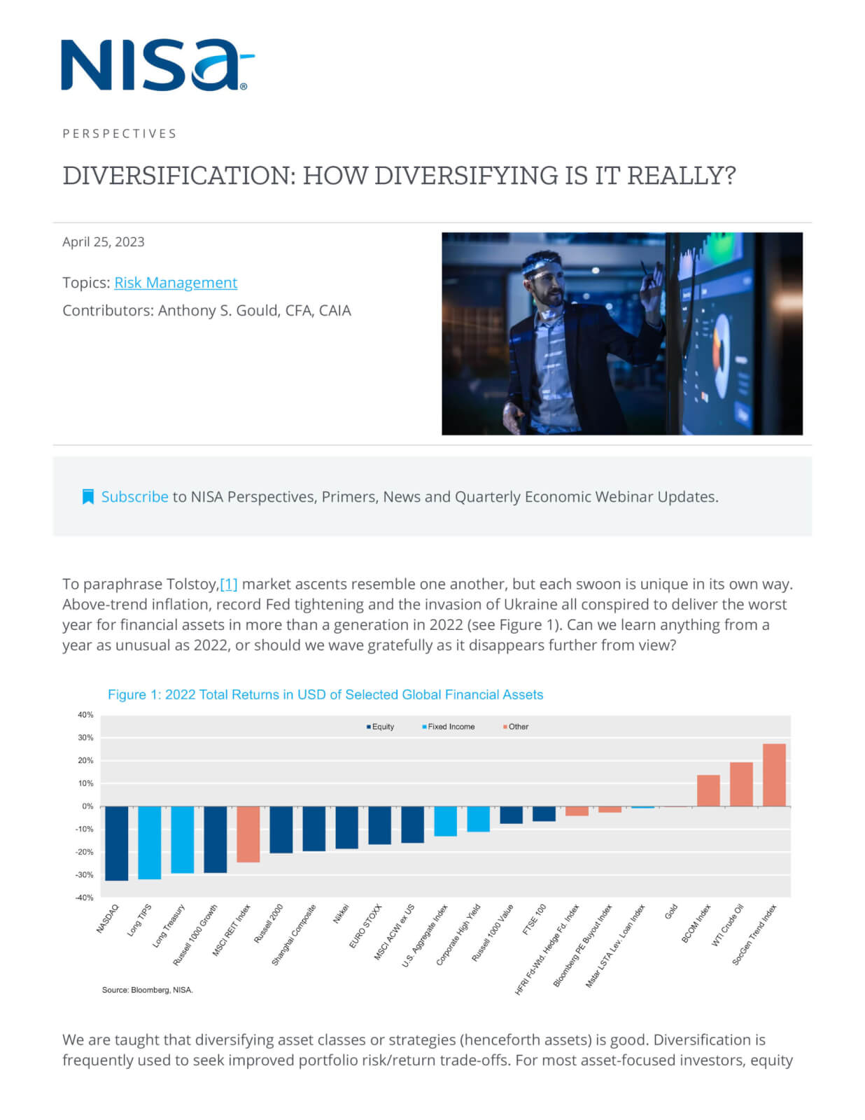 Diversification How Diversifying is it Really NISA Investment Advisors, LLC