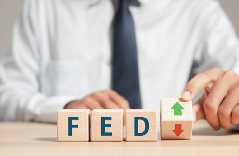 Fed,Rate,Hike,To,Curb,Inflation,,Wooden,Block,With,Fed