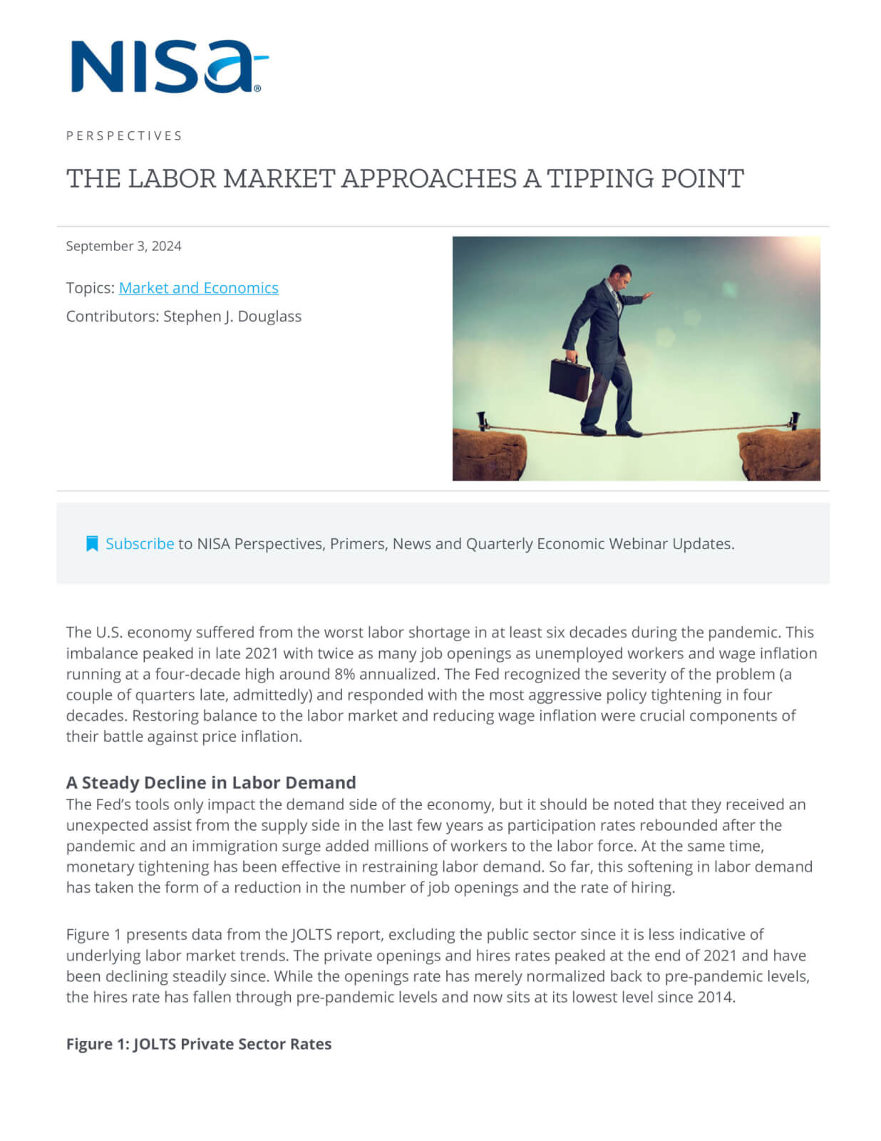 The Labor Market Approaches a Tipping Point | NISA Investment Ad