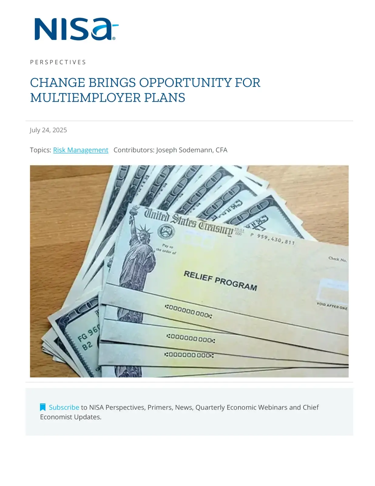 Change Brings Opportunity for Multiemployer Plans NISA Investment Advisors, LLC