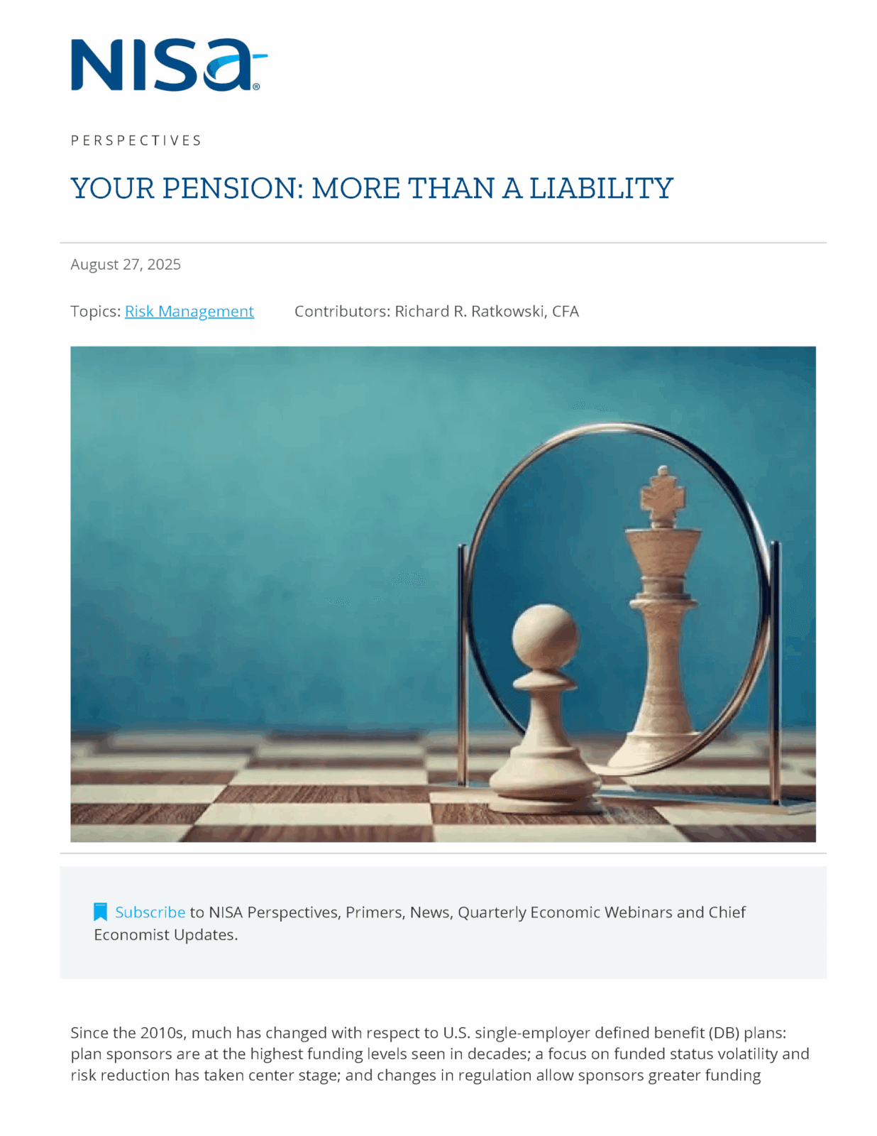 Your Pension More Than a Liability NISA Investment Advisors, LLC