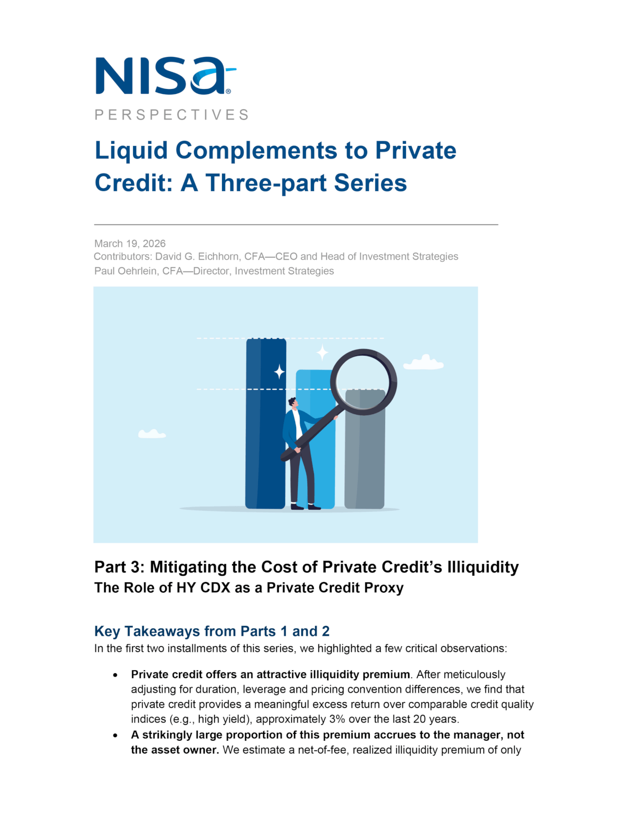 NISA Perspectives Private Credit Part Mitigating the Cost of Private Credits Illiquidity