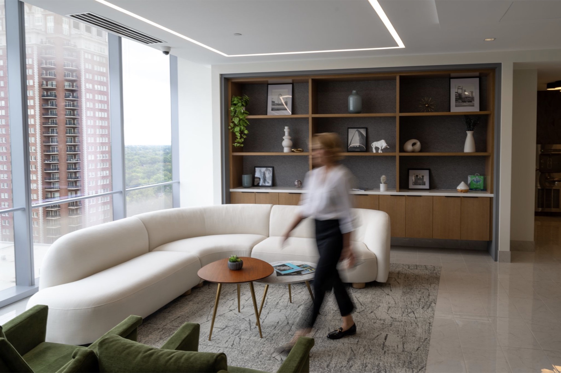 NISA client lounge with floor-to-ceiling city views